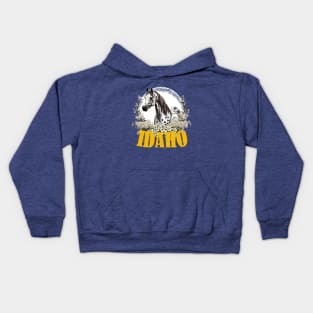 Idaho Appaloosa With Border Of Syringa Flowers Kids Hoodie